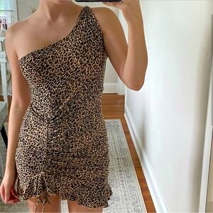 One shoulder rouched mini dress